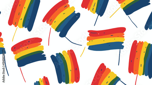 Seamless Rainbow Pride Flag Pattern Background for LGBTQ Pride Month Celebration Posters, Wrapping Paper, and Inclusive Design
