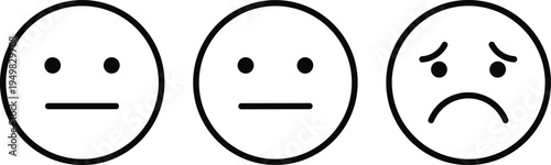 Three Emoticon Faces Showing Neutral Indifferent and Sad Expressions Keywords: emoticon, face, sad, neutral, indifferent