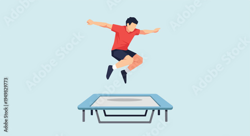 Minimalist illustration of a person jumping on a trampoline