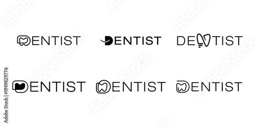 Modern Dentist Wordmark Logo Design Set for Dental Clinic and Healthcare Branding