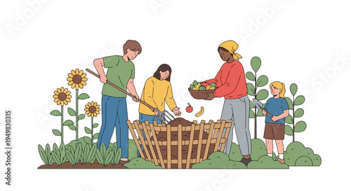 People Working in Garden Together.