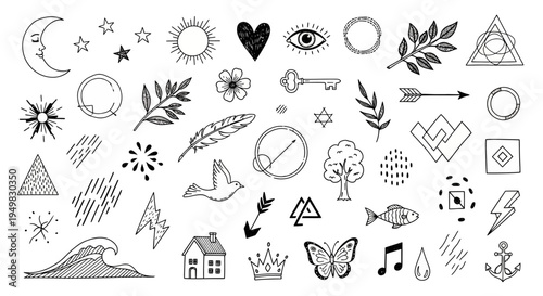Various Symbolic Line Icons Collection.