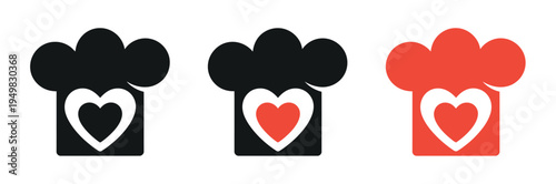 Chef hat love for food logo icon template in modern vector design isolated for branding projects