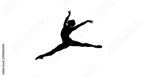 Silhouette of Female Ballet Dancer Leaping.