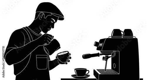 Barista preparing a cup of coffee.