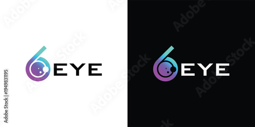 Creative Number Six Eye Logo Design for Vision, Security and Technology Branding