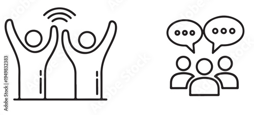 A minimalist illustration of people communicating and connecting with each otherPrint