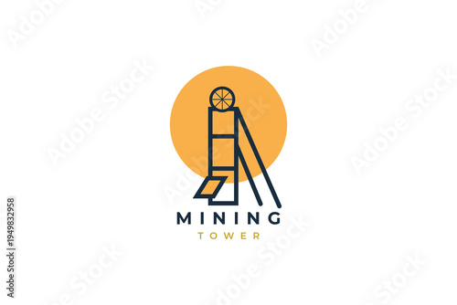 Minimalist Mining Tower Symbol Logo for Mining, Energy, and Resource Companies