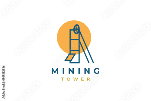 Minimalist Mining Tower Symbol Logo for Mining, Energy, and Resource Companies
