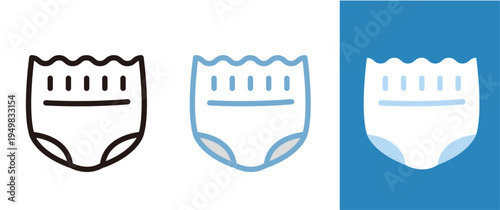 おむつのアイコン。赤ちゃん、育児、子育てに関するイラスト。Diaper icon.