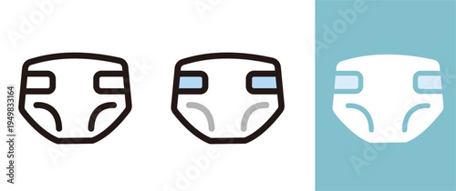 おむつのアイコン。赤ちゃん、育児、子育てに関するイラスト。Diaper icon.