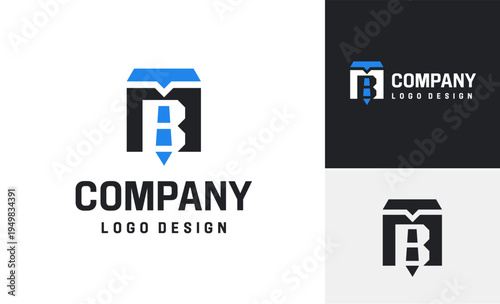 Stylish business gentleman tie contractor buildings concept logo design, Letter M B combined tie negative space design