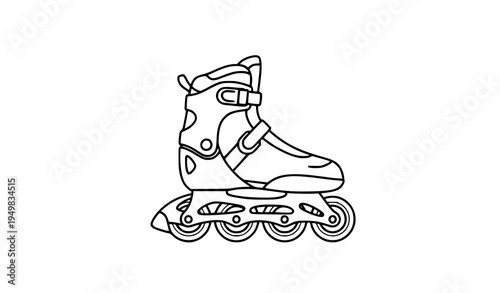 Minimal rollerblades line icon vector illustration for sports and fitness design