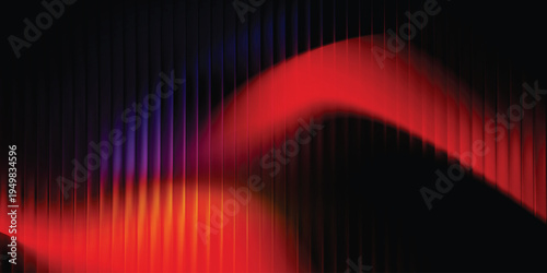 Dark red orange neon wave on vertical lines abstract background, dramatic futuristic wallpaper for music, nightlife and technology projects