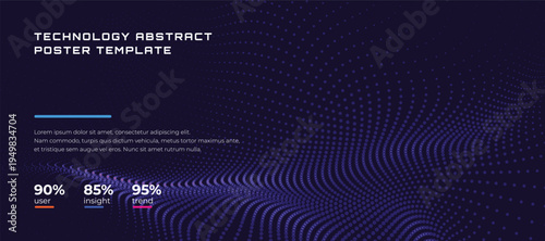 Modern Digital Technology Background With Glowing Dots. Data Lines Representing Big Data And Modern Stack Systems. Vector Illustration.