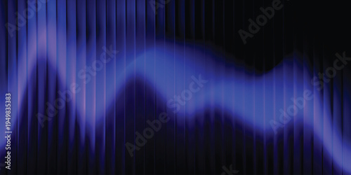  Dark blue sound wave equalizer on black abstract vertical lines, neon audio waveform light bars tech music background wallpaper