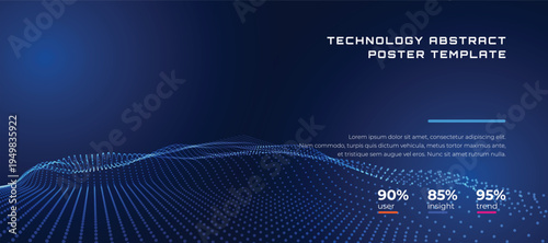 Modern Digital Technology Background With Glowing Dots. Data Lines Representing Big Data And Modern Stack Systems. Vector Illustration.