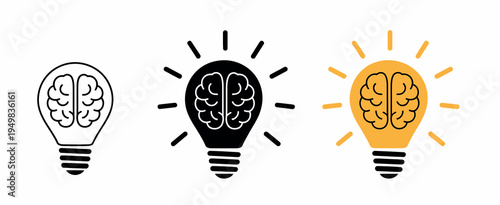 Lamp and brain icon concept representing innovative ideas mind creativity for web design vector illustration