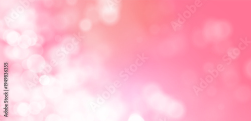 Shimmering light particles, circles, and bokeh on glitter dreamy pink background. Fairytale fantasy backdrop with magical vibrant iridescent sparkles. Vector illustration
