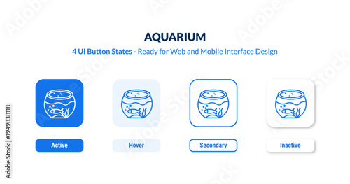 aquarium UI button states set. Outline icon kit from activity and hobbies collection. Thin linear aquarium, water, nature editable vector. Line vector aquarium sign for web and mobile interface