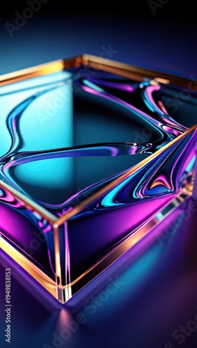 Futuristic Neon Glass Geometric Frame Abstract Smartphone Wallpaper