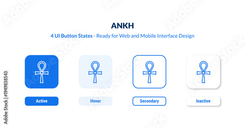 ankh UI button states set. Outline icon kit from africa collection. Thin linear ankh, egyptian, egypt editable vector. Line vector ankh sign for web and mobile interface
