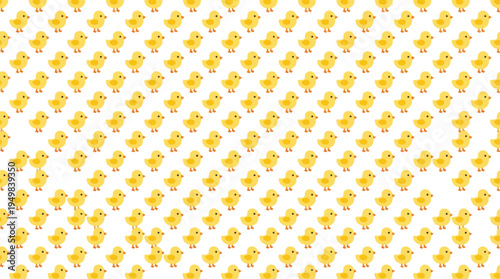 Seamless Pattern of Cute Yellow Baby Chicks Vector Illustration for Easter, Spring, Farm, or Children's Designs – Adorable Animal Background