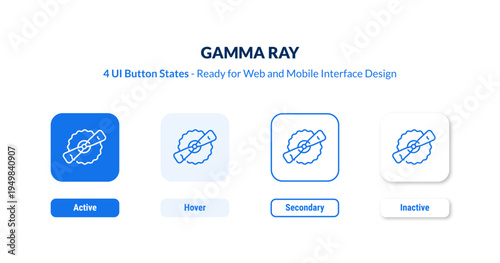 gamma ray UI button states set. Outline icon kit from astronomy collection. Thin linear gamma ray, gamma, radiation editable vector. Line vector gamma ray sign for web and mobile interface