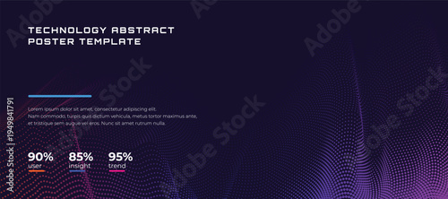 Modern Digital Technology Background With Glowing Dots. Data Lines Representing Big Data And Modern Stack Systems. Vector Illustration.
