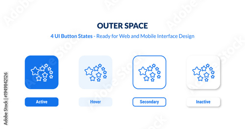 outer space UI button states set. Outline icon kit from artificial intellegence and future technology collection. Thin linear outer space, space, planet editable vector. 