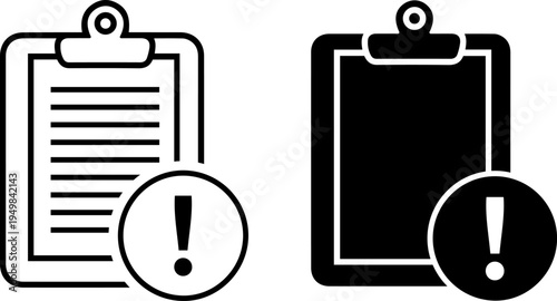 Clipboards with warning signs indicating alerts or notifications