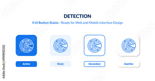detection UI button states set. Outline icon kit from artificial intellegence and future technology collection. Thin linear detection, detective, crime editable vector. Line vector detection sign