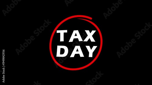 Tax Day April 15 Calendar Animation 4K Payment Deadline Alpha Chroma Green Screen
