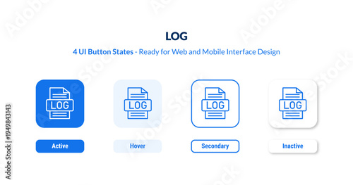 log 4-state UI button. Outline icon kit from camping collection. Thin linear log, wood, timber editable vector. Minimal log sign for web and mobile interface