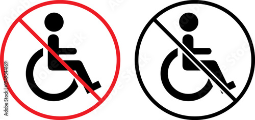 Prohibited and restricted wheelchair access symbols shown together