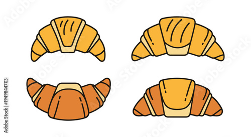 Butter Croissant Line art modern bold abstract color illustration