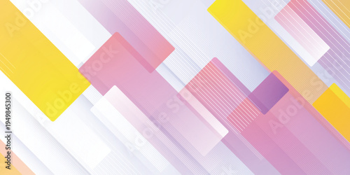 Pastel abstract geometric background with diagonal rounded rectangles in yellow, pink and purple, modern colorful business banner template