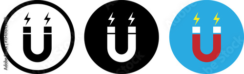 Illustrations of different types of magnets with electrical symbols