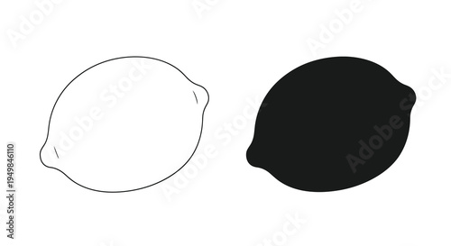 A minimalist illustration showcases two lemons one white and one black side by side emphasizing contrast high quality professional detailed modern
