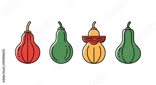 Calabash Line art vector set modern pastel tone abstract artwork