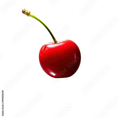 Fresh Red Cherry Isolated on transparent Background close up view