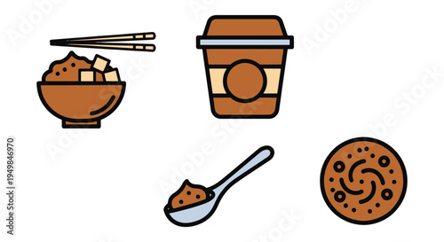 Brown Miso Line art vector clean colorful abstract