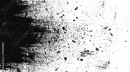 Abstract grunge black and white distressed texture transparent background