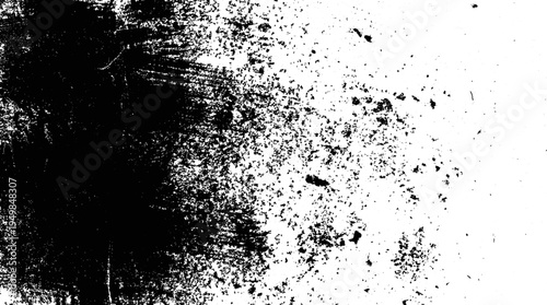 Abstract grunge black and white distressed texture transparent background