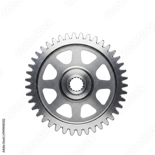 Silver Gear Cogwheel Isolated on transparent Background for Engineering Concepts