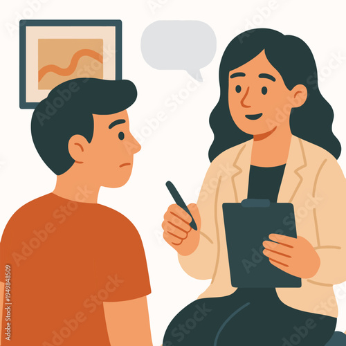 Man at psychotherapy session with therapist