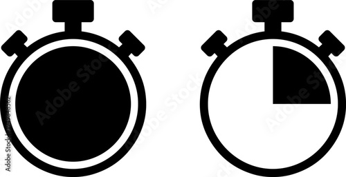 Two stopwatches illustrating different time tracking states with one fully filled and one partially filled