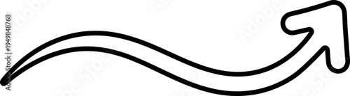 A stylized curved arrow pointing upwards and to the right with a looped tip