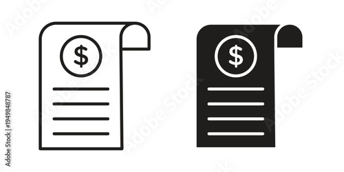 Receipt icon symbol collection for web design. Icon Element For Design