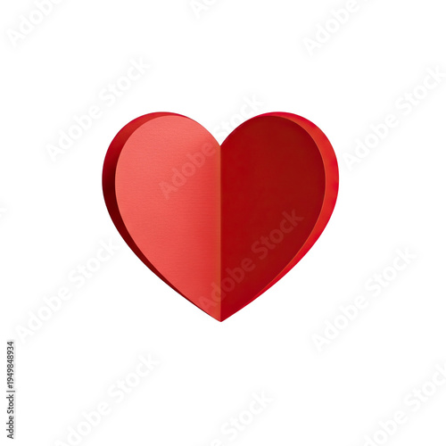 Three dimensional red heart symbol on a transparent background concept